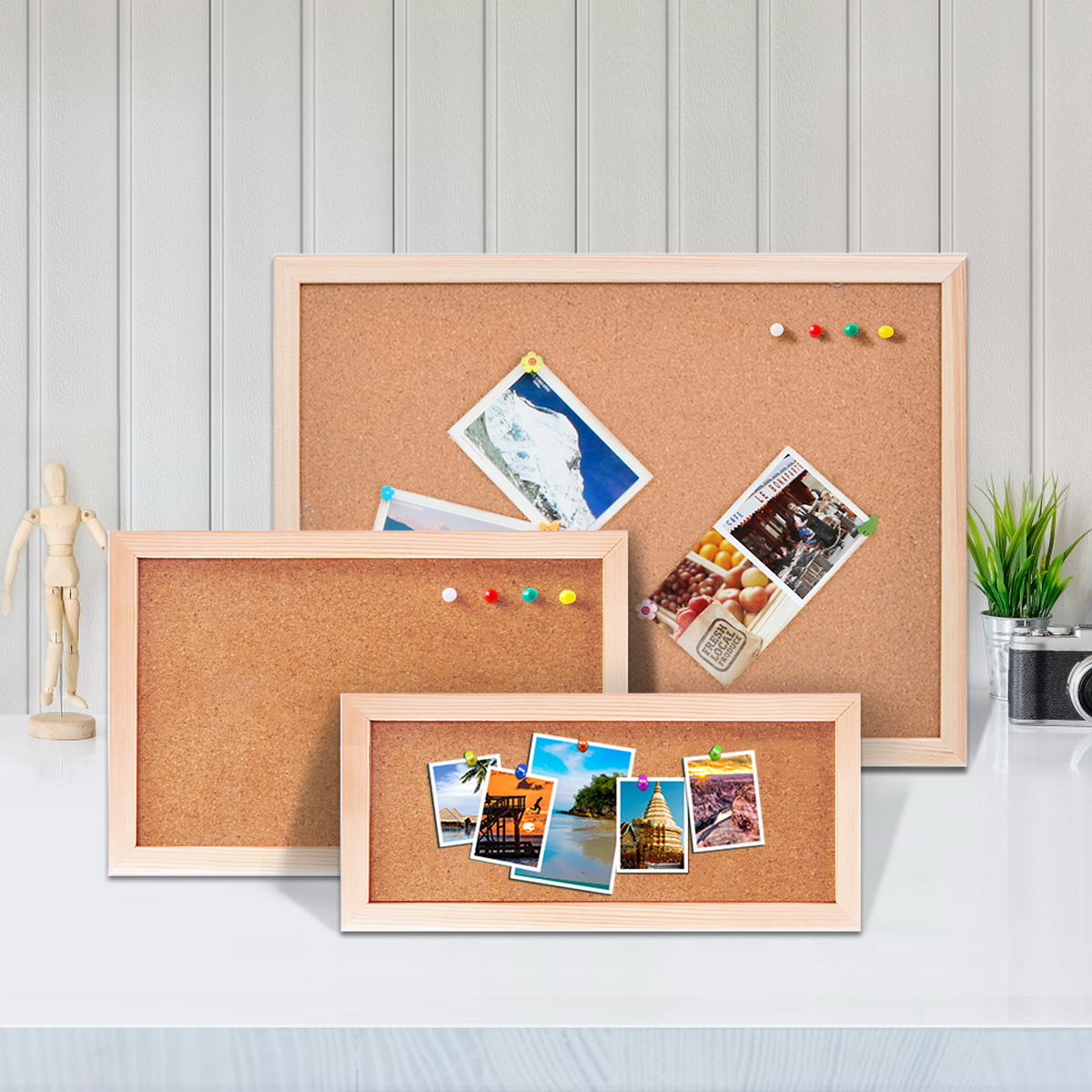 Frame Display Wood - Vintage-Nachrichtentafel mit Rahmen aus Kiefernholz, 3