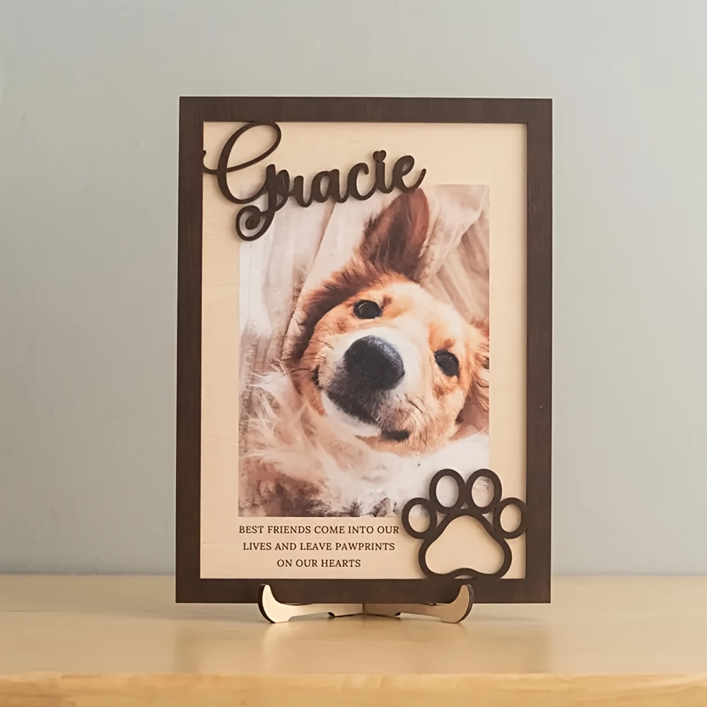 Frame Display Wood - Anpassbarer Personalisierter Holz-Haustier-Fotorahmen mit Namen und