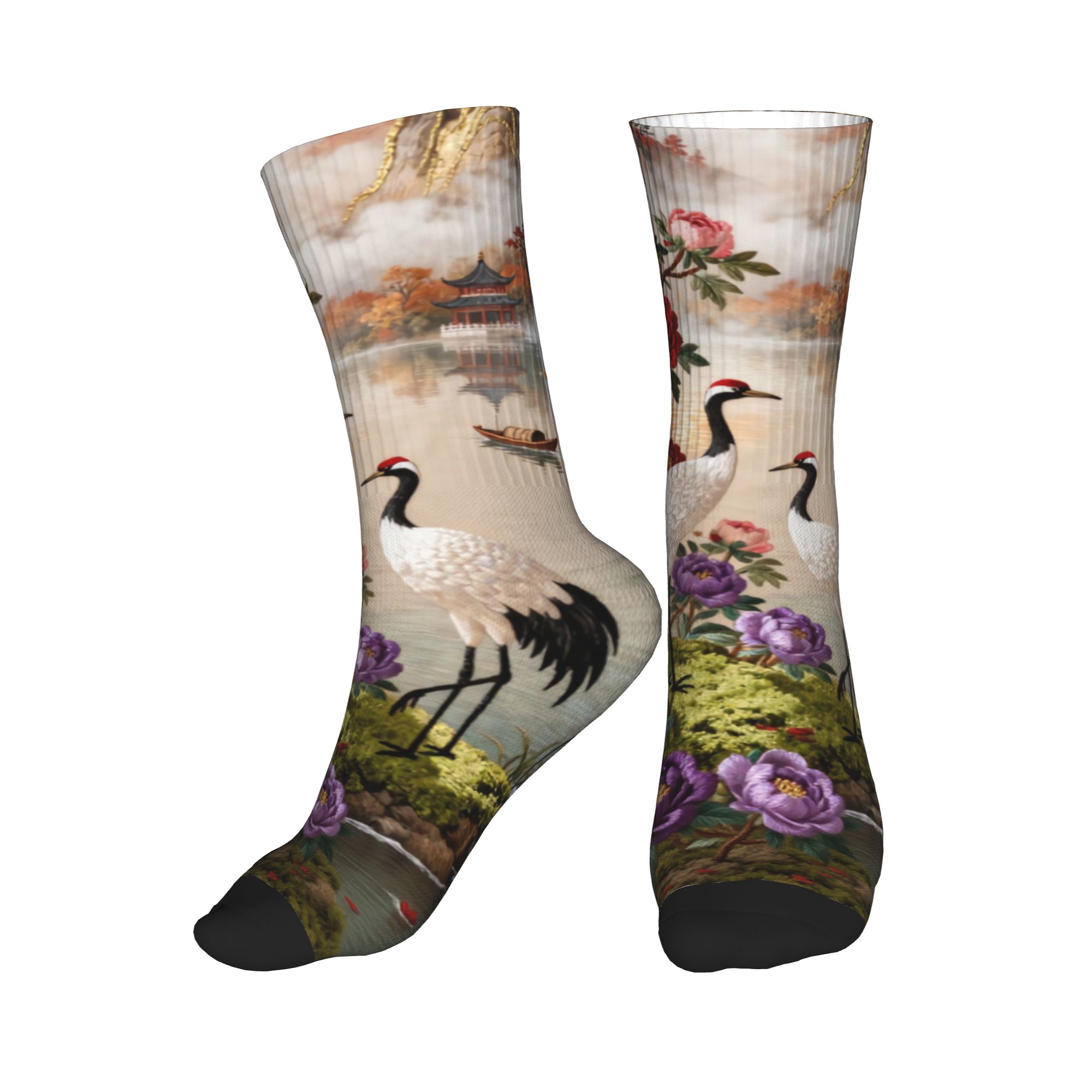 Embroidery Knit - Lustige bedruckte, bestickte Socken mit vier