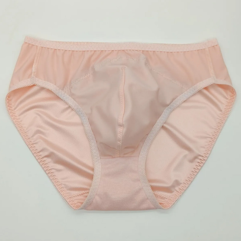 Embroidery Knit - Herren Spitzen-Stickerei Rosa Slips Live-Show Tanzunterwäsche