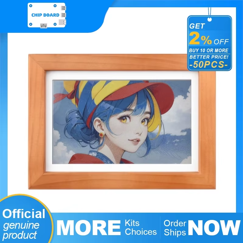 Frame Display Wood - Waveshare ESP32-S3 PhotoPainter: 7,3-Zoll-E6-E-Paper-Display im Holzrahmen,