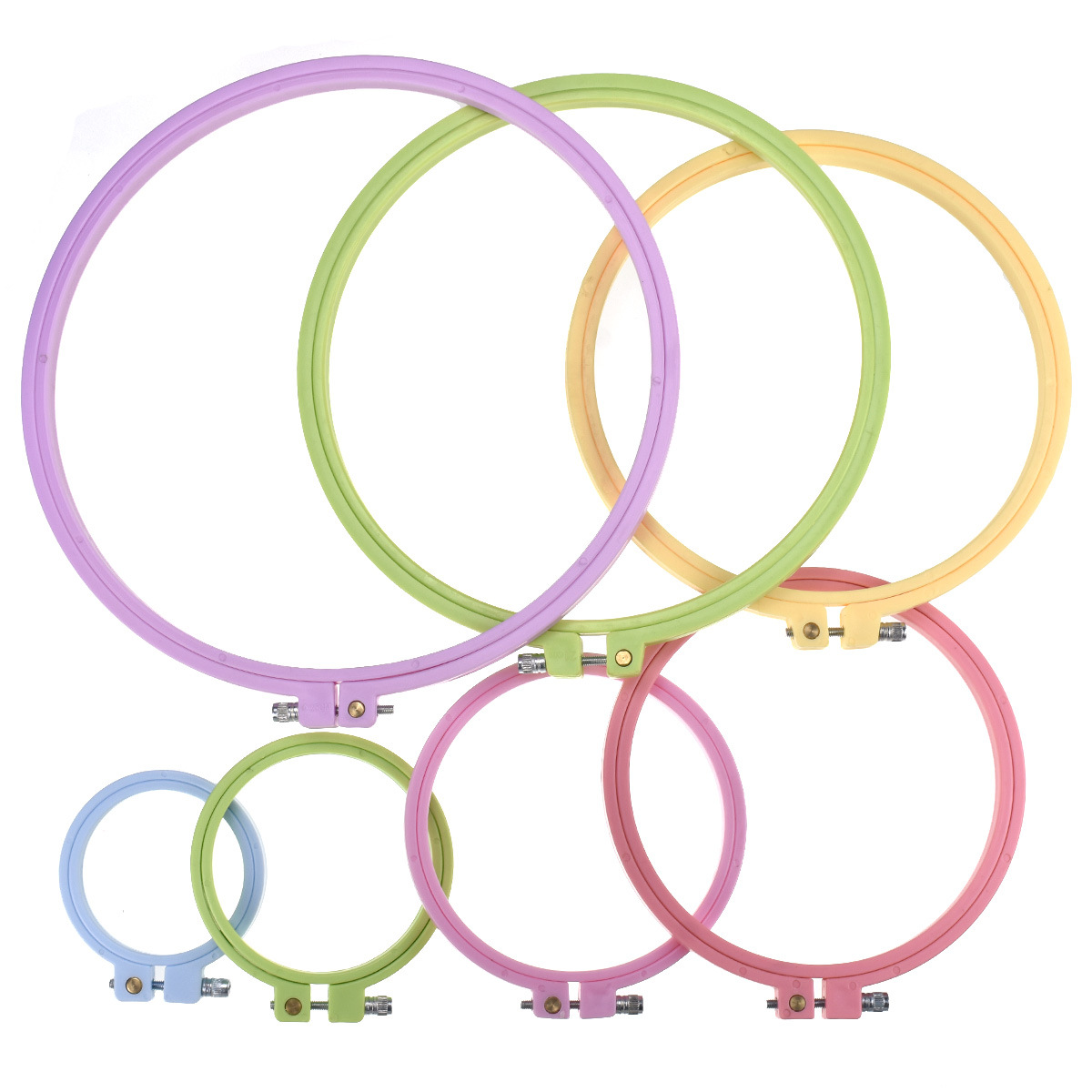 Embroidery Ring Sizes - Runde Kreuzstich-Stickrahmen aus Kunststoff, Verstellbare Stickringe