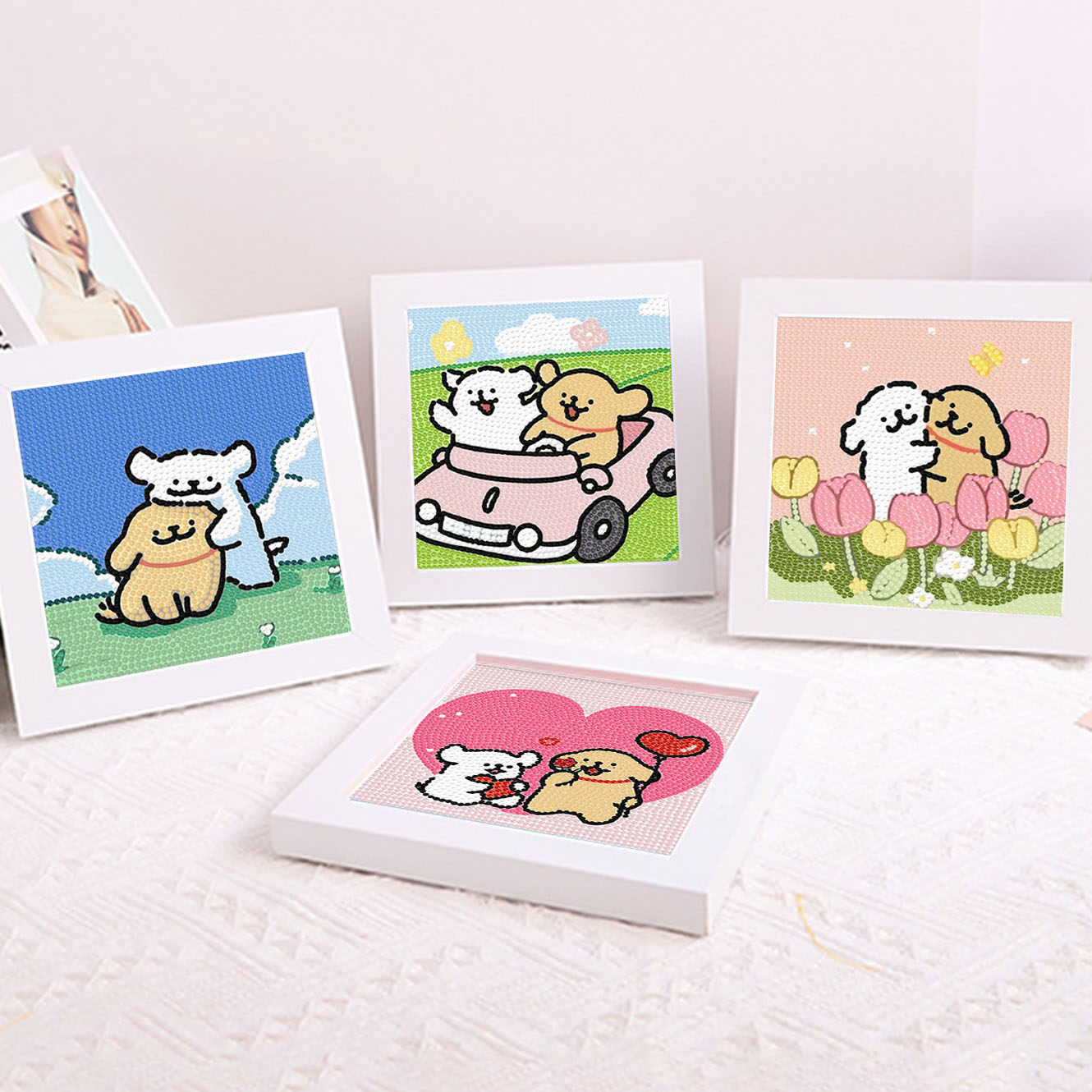 Embroidery Frame - Cartoon-Linienhund Kristall-Diamant-Rahmen Dekoratives Gemälde 5D DIY