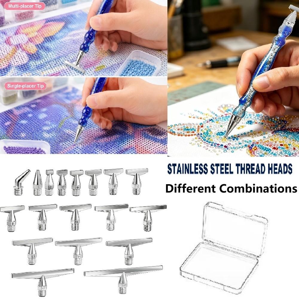 Embroidery Kit Starter - DIY Hochwertiges Edelstahl-Gewinde-Diamantmalerei-Stiftspitzen-Set, DIY Diamantmalerei-Werkzeuge Schraubbares