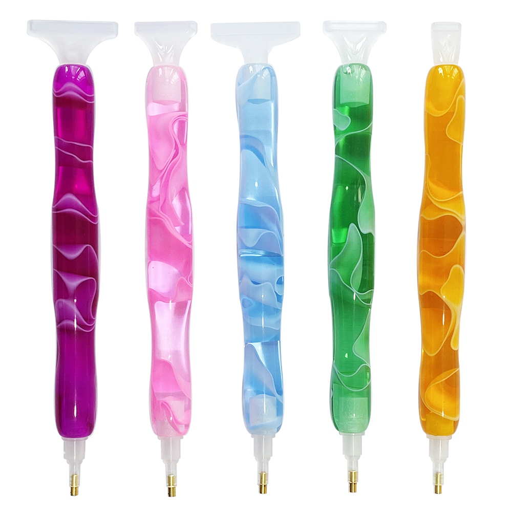Embroidery Kit Starter - Farbiger Harz-Diamantmalstift mit 5 Ersatzspitzen, Diamantkunst-Stiftset,