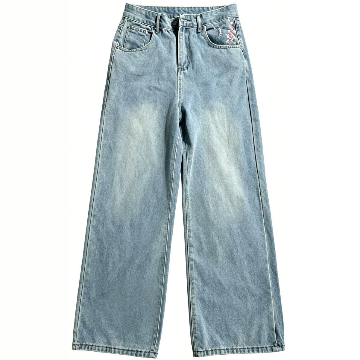 High-Waist Loose Straight Leg  – Embroidery Jeans Sakura Bewertung und Preis