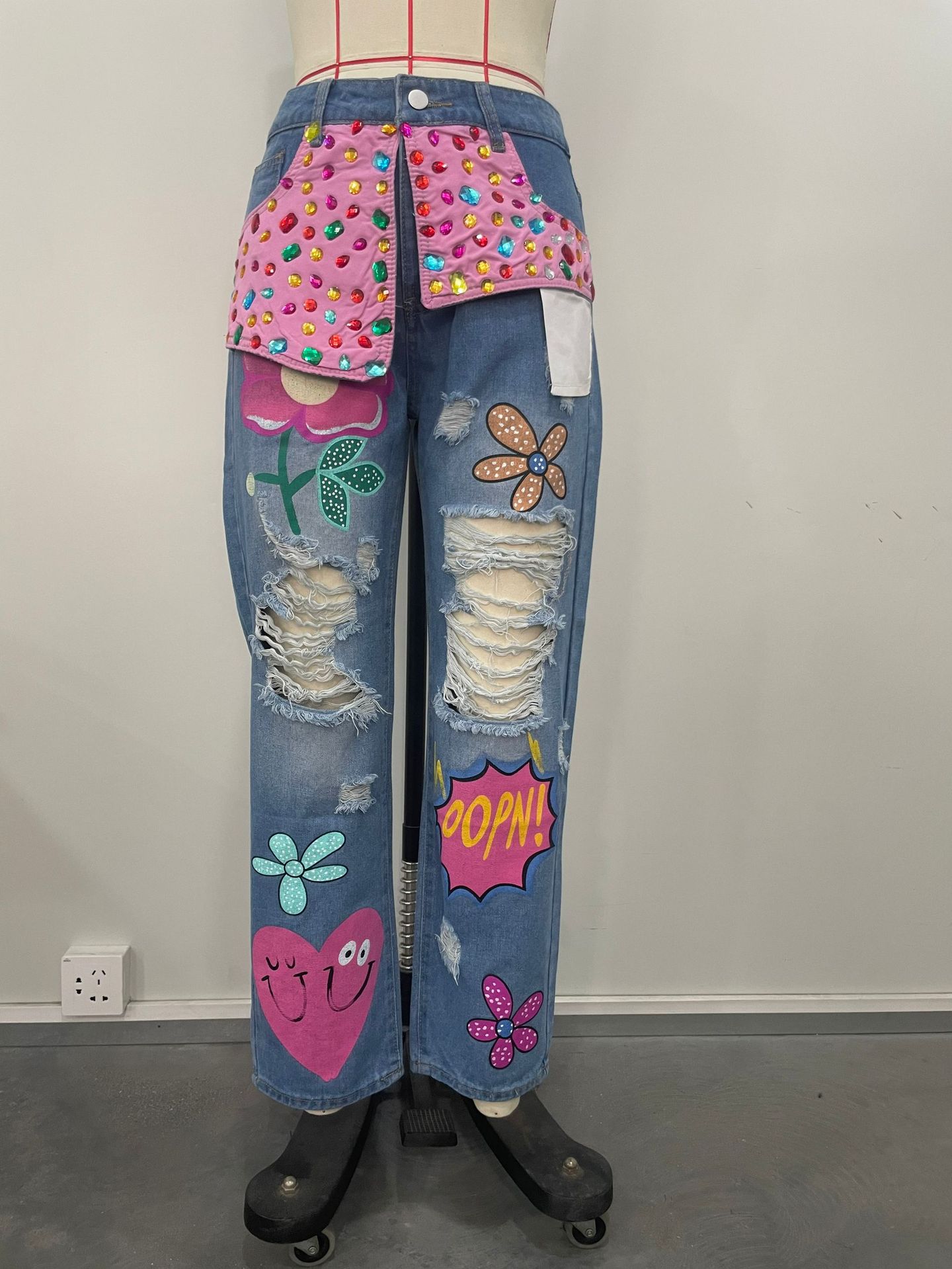 Chic Frauen Frühling Blumen St – Embroidery Jeans Sakura Bewertung und Preis