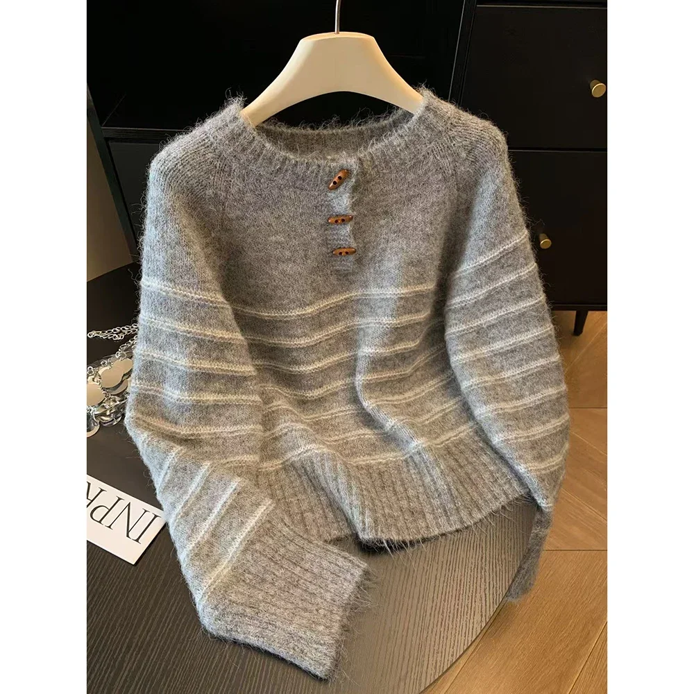 Herbst Winter Damen Gestreifte – Embroidery Knit Bewertung und Preis