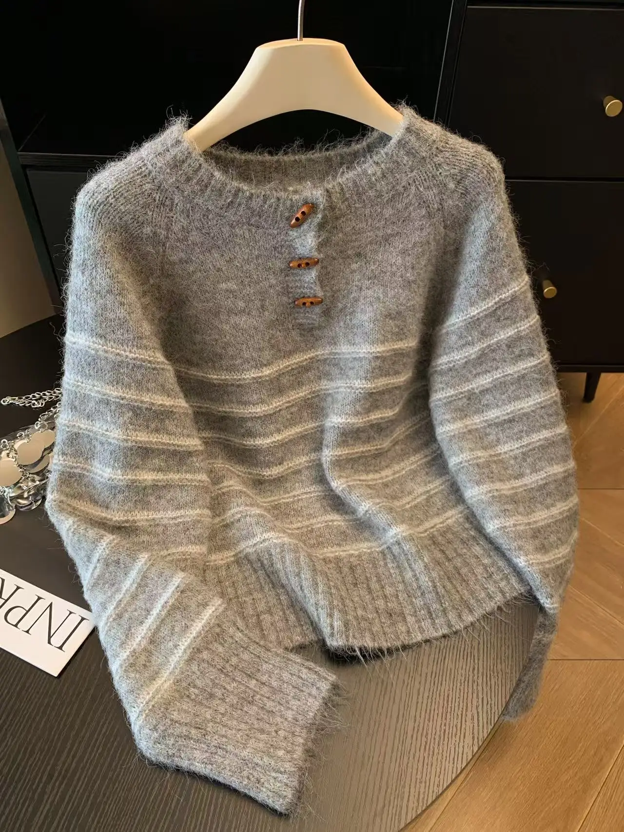 Herbst Winter Damen Gestreifte – Embroidery Knit Bewertung und Preis