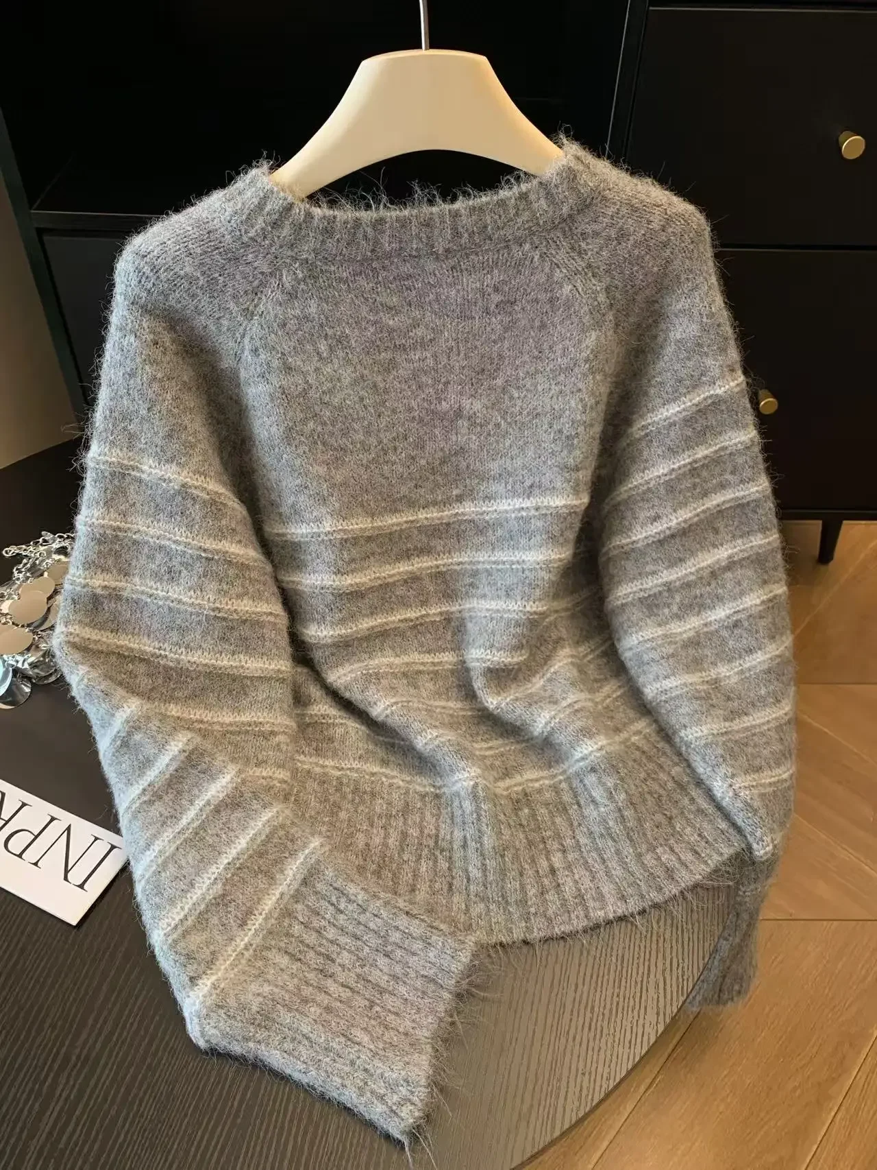 Herbst Winter Damen Gestreifte – Embroidery Knit Bewertung und Preis