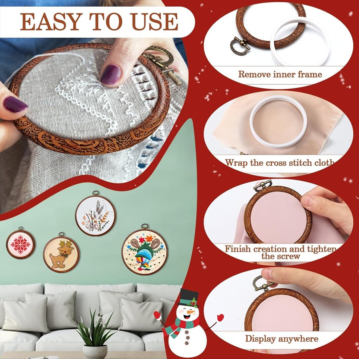 6 Größen imitiertes Holz, rund – Embroidery Ring Sizes Bewertung und Preis