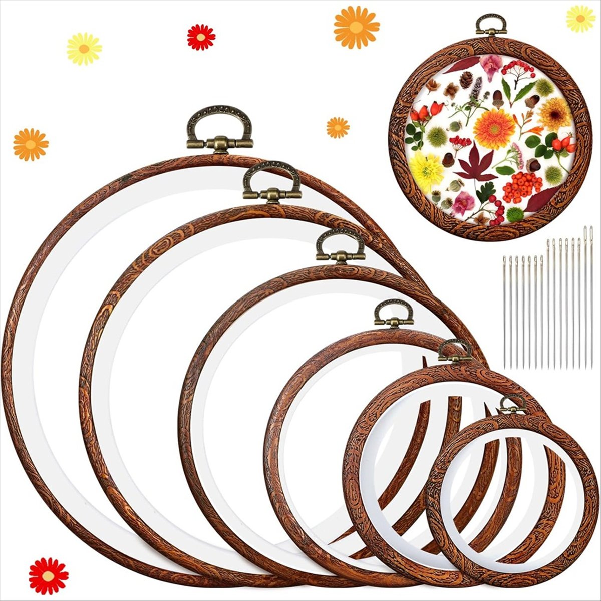 6 Größen imitiertes Holz, rund – Embroidery Ring Sizes Bewertung und Preis