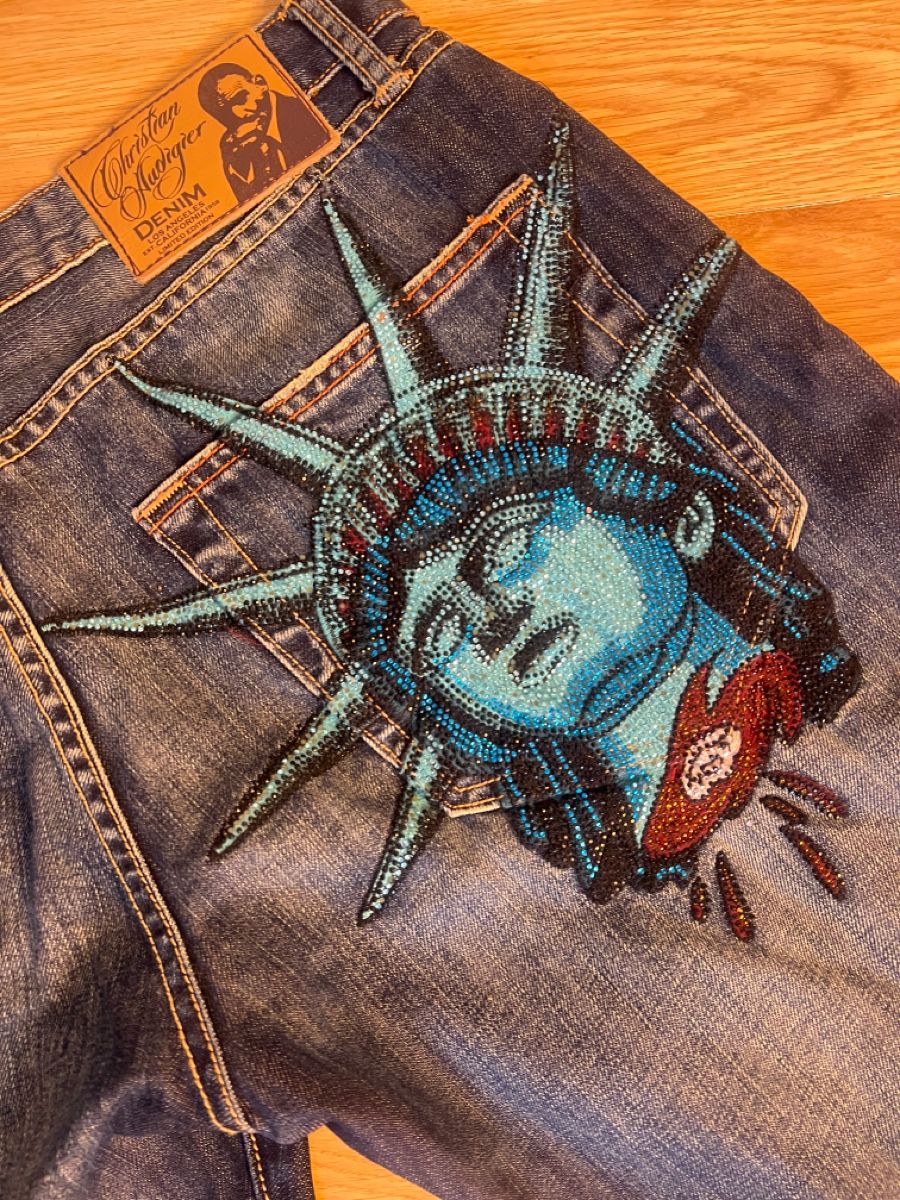 Y2k 2000er Jahre Freiheitsstat – Embroidery Jeans Sakura Bewertung und Preis